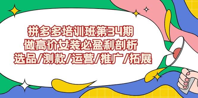 拼多多培训班第34期：做高价女装必盈利剖析 选品/测款/运营/推广/拓展